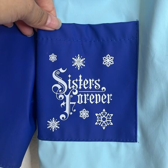 Disney Movie Frozen Themed Blue and Light Blue Rain Coat Jacket Size Small/Med - Picture 5 of 15